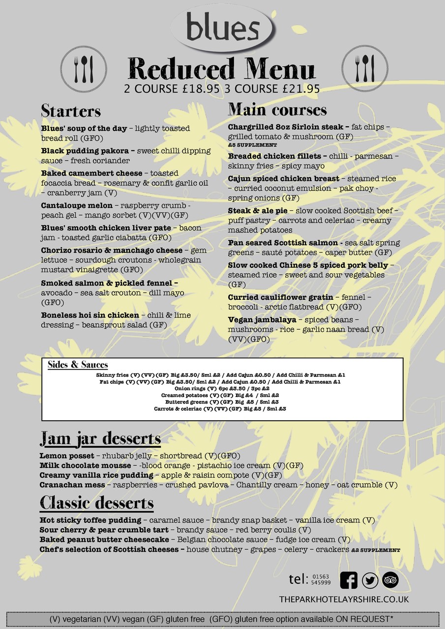 Blues Restaurant Kilmarnock Ayrshire Menus, Food and Dining